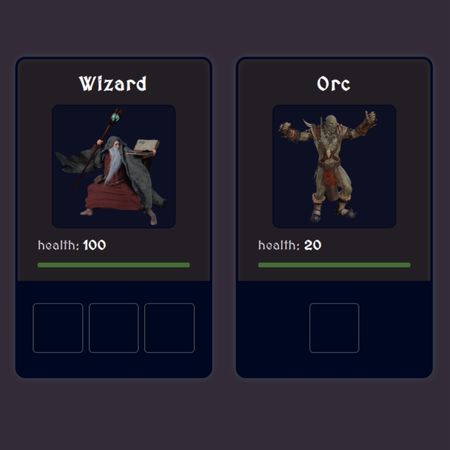 A wizard fighting an orc. 
